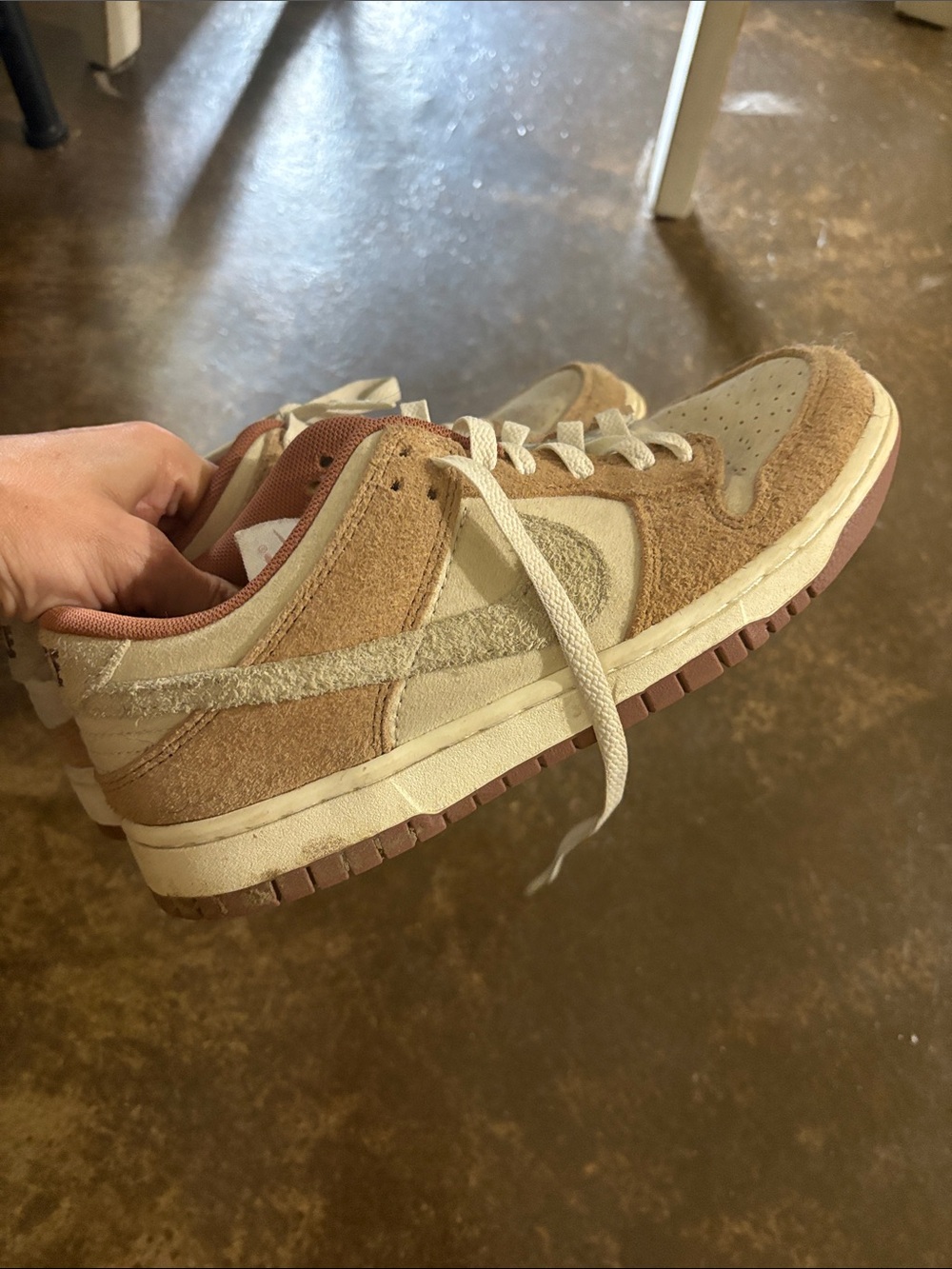 Nike Women's Low-Top Athletic Sneakers in Tan, Cream and Pink